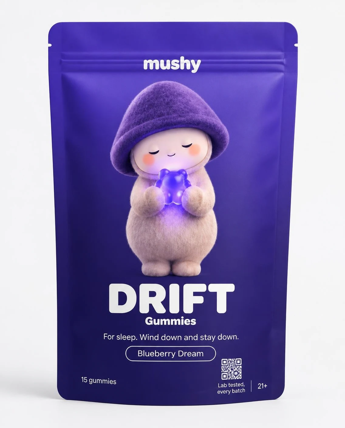 Mushy Drift gummies pouch, blueberry dream, 15 count